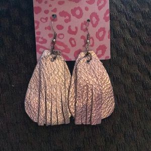 Rose gold leather earrings